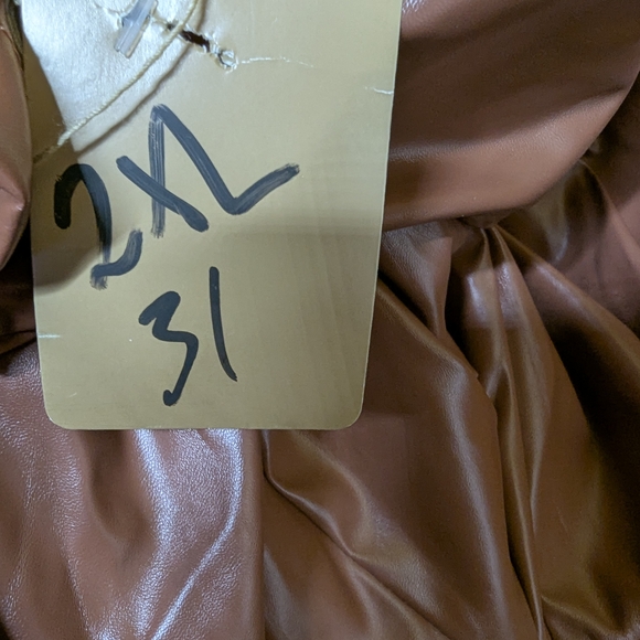 Brown Faux Leather Peplum Jacket - Picture 5 of 5